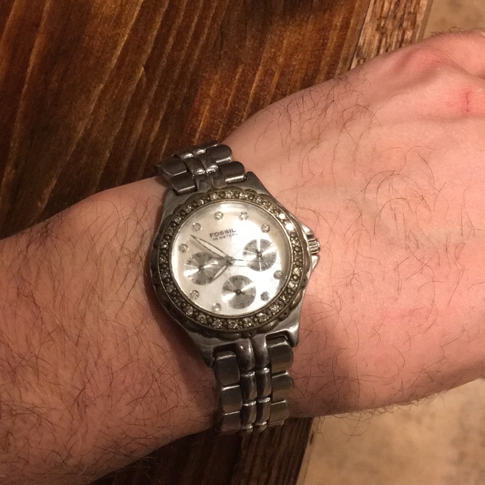 Men’s fossil watch mother of pearl face